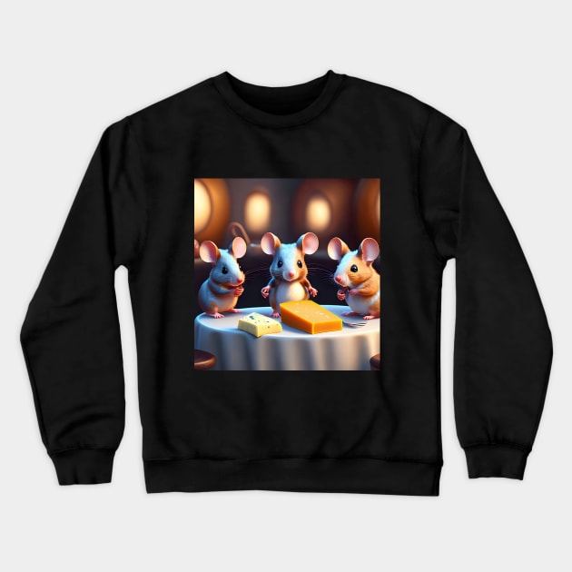 Mouse family at the dining table Crewneck Sweatshirt by MarionsArt